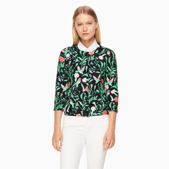 kate spade Sweaters - Kate Spade Floral Hummingbird Button Front Knit Cardigan Sweater